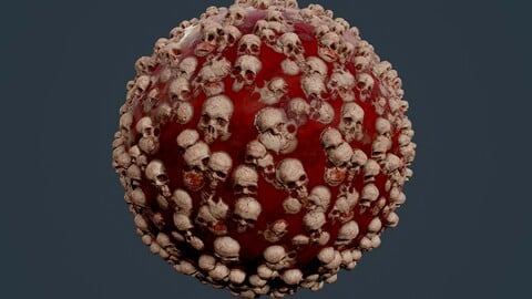 Skull Bones Horror Seamless PBR Texture 32
