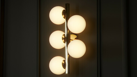 Contemporary Brass Sconces Opaline Glass Ball
