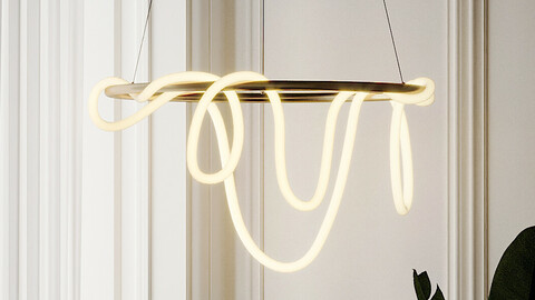 Sculptural Brass Circular Light Pendant by Morghen Studio