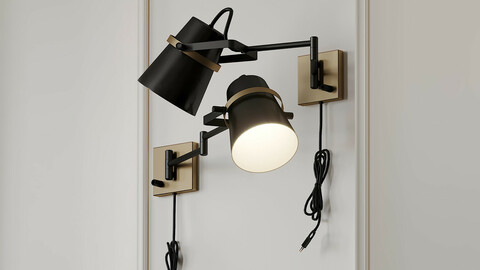 McKibbin Matte Black Plug-In or Hardwire Swing Arm Wall Sconce