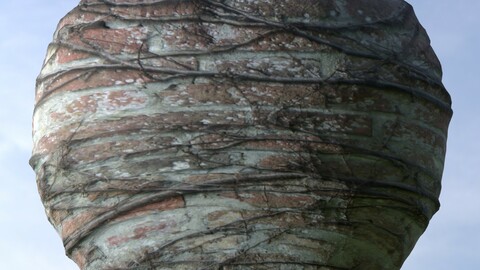 Brick Wall With Branches PBR Material