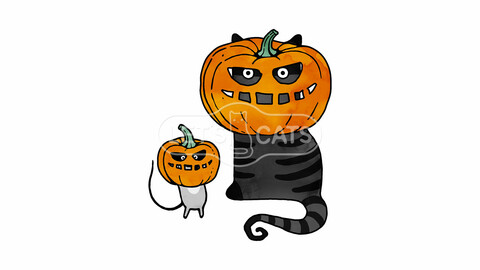 Pumpkin Cat and Mouse