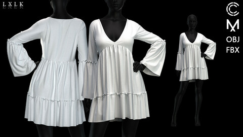 Women's White Ruffle Sun dress