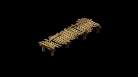 Game Model - prairie scene - wooden bridge 01