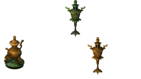 nsion scene - bronze lamps and incense burners 01