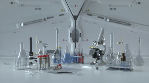 C4D Octane render Science Fiction Chemistry Laboratory