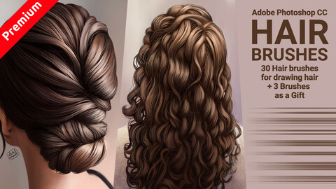 Hair brushes for Photoshop-pack 2 (Premium)