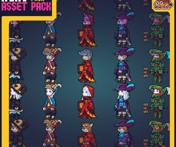 ArtStation - Beowulf's RPG Heroes & Classes Pixel Art Asset Pack | Game ...