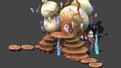 Cartoon sky city - treasure gourd mountain