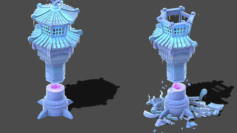 Cartoon sky city - icicle god tower 01