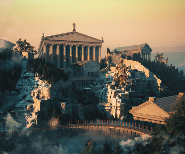 ArtStation - C4D Octane Roman Temple Temple Greek Mythology Norse