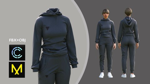 Female Sport Outfit. Marvelous Designer/Clo3d project + OBJ + FBX