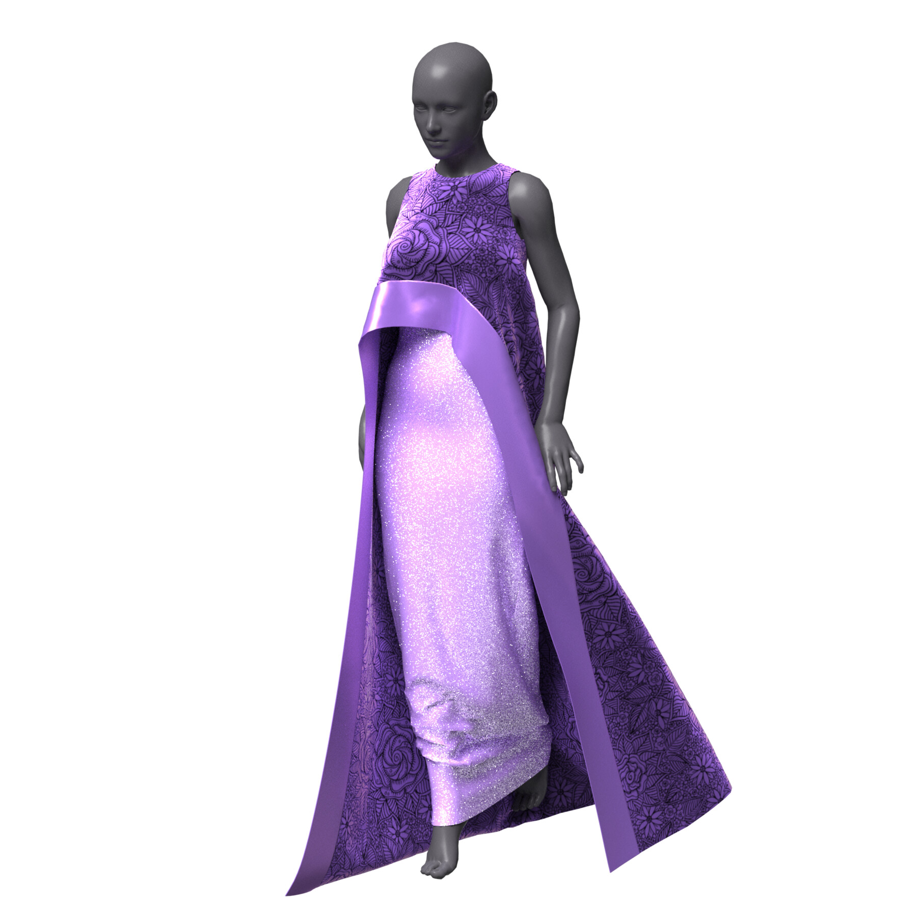 ArtStation - Women's outfit. Dress purple | Resources