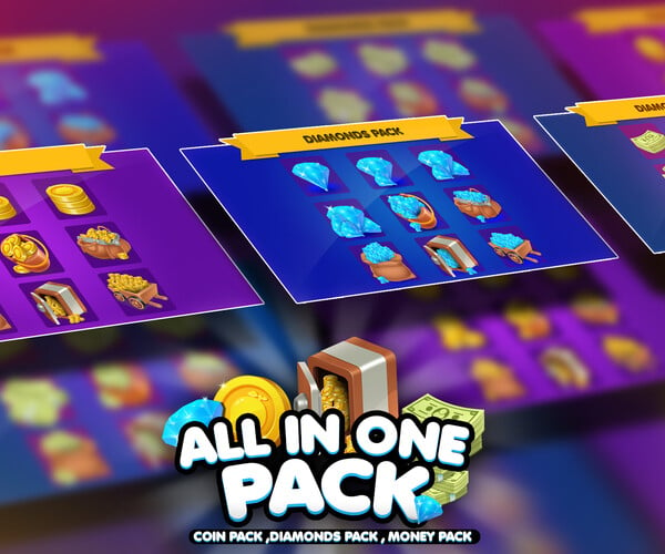 ArtStation - All in One Pack - Coin Pack, Gems Pack, Money Pack | Game ...