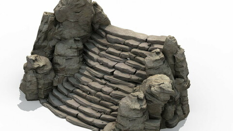 Mountain - terrain stone stairs 06