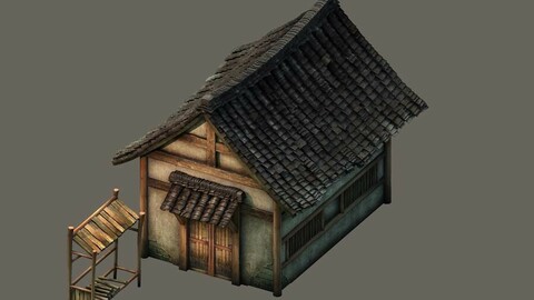 Game model - small village wooden house 02