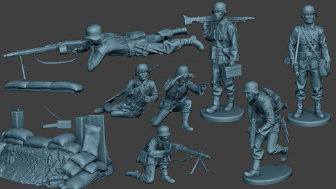 German soldiers ww2 MG42 G7 Pack1