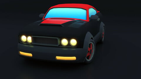 Cartoon Car Red Muscle