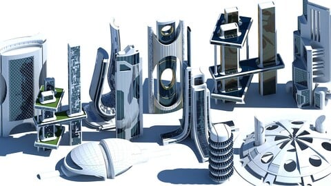 3D Futuristic Skyscraper collection 401