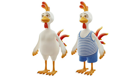 Cartoon rooster 3d character