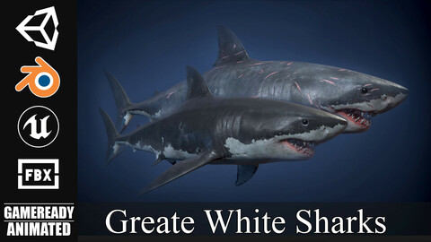 Great White Sharks - Game Ready