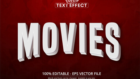 Movies text, 3d white movie style editable text effect