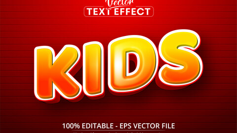 Kids text, cartoon style editable text effect