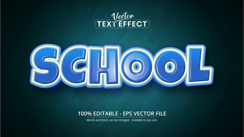 School text, cartoon style editable text effect