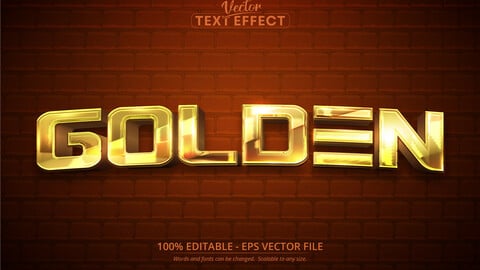 Golden text, shiny gold color style editable text effect