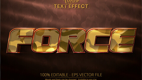 Force text, camouflage pattern style editable text effect