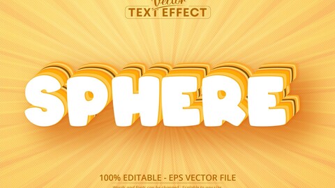 Sphere text, cartoon style editable text effect