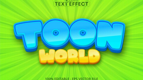 Toon world text, cartoon style editable text effect