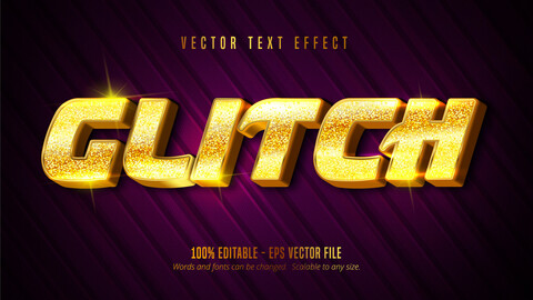 Glitch text, luxury golden color editable text effect on textured background