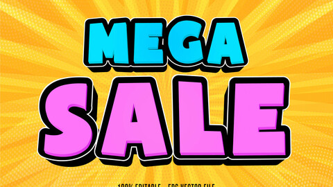 Mega sale text, shopping style editable text effect