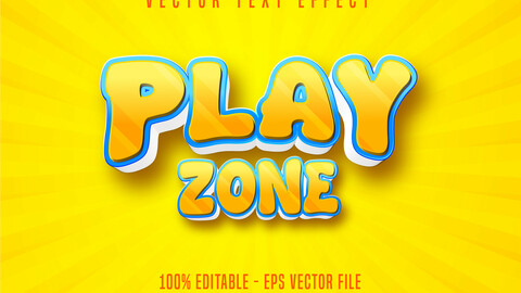 Play zone text, cartoon style editable text effect