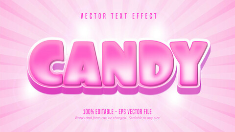 Candy text, cartoon style editable text effect