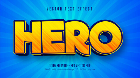 Hero text, cartoon style editable text effect