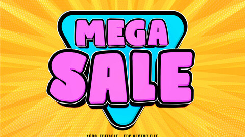 Mega sale text, shopping style editable text effect