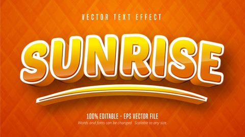 Sunrise text, cartoon style editable text effect