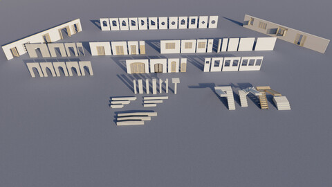 Architectural KITBASH 71 PCS Building  Model + Materials  Real Size