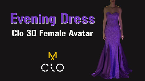 Violet evening dress. Clo 3d Standart Avatar Female_V2