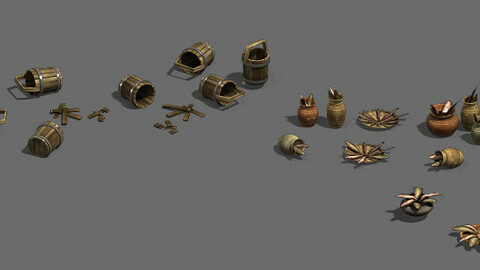 hing tools - animal bones - casks - fishing nets