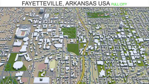 Fayetteville city Arkansas USA 3d model  30km