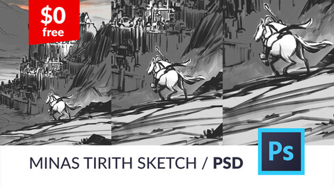 Free Minas Tirith Sketch PSD