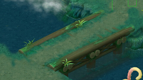 Cartoon version - stems straight wooden bridge