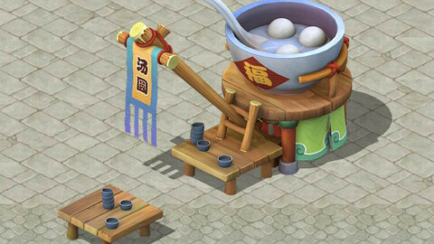 Cartoon version - soup round stall