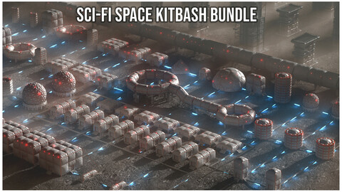 Sci-Fi Space Future Base Colony Kitbash Buildings Pack Bundle