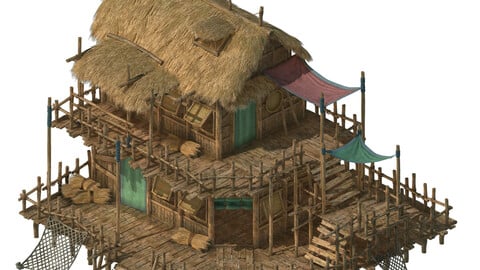 Seaside building - fisherman thatched cottage 01