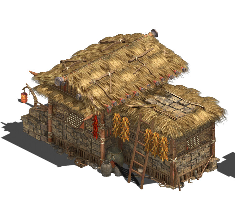 ArtStation - Folk Building - Thatched Cottage | Game Assets