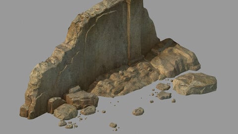 damaged Mud wall 01